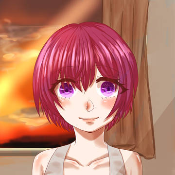夕焼けと女の子