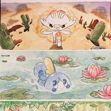 Galar Starters in Habitat