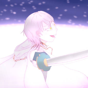 雪降る丘で舞う