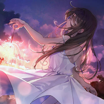 線香花火を持った少女