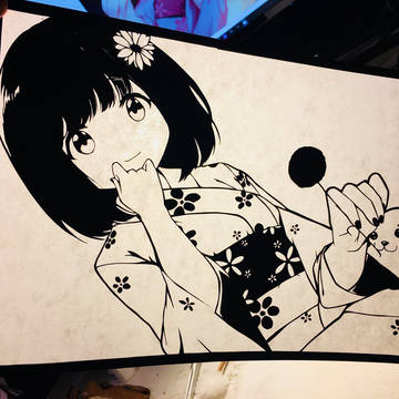 切り絵　お耳かきかき見習いタイムばい♪