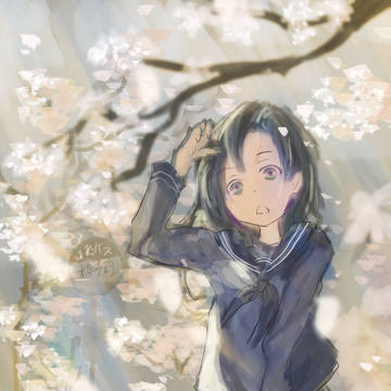 舞い散る桜と少女