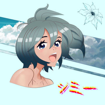 Blue haired girl
