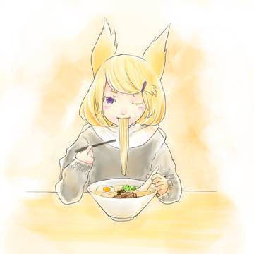 ラーメンを食べるウォスパ