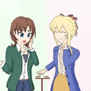 何か食べてるケイトとクラリス　ツイッタに上げたやつ