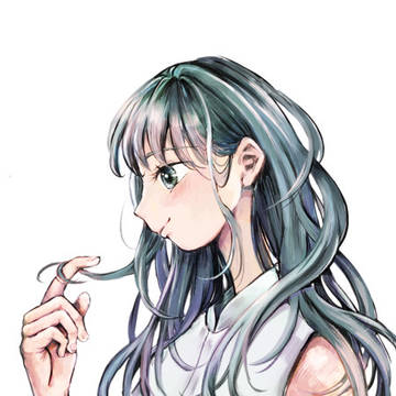 指で髪を巻くミクさんもどき