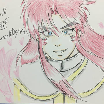 【ボールペン&クーピー落書き】桜吹雪シックスティーン。