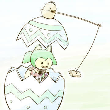 卵焼きを追いかけるクーちゃん