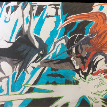 Hollow IchigoVsUlquiorra drawing