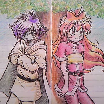 木陰のゼルとリナ