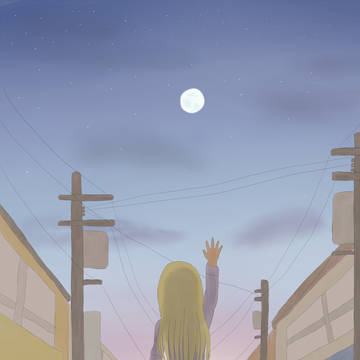 空に手を伸ばすライラさん