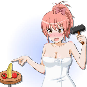 バナナとミニトマトで練習をする城ヶ崎美嘉