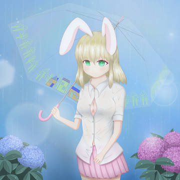 雨のウサちゃん！