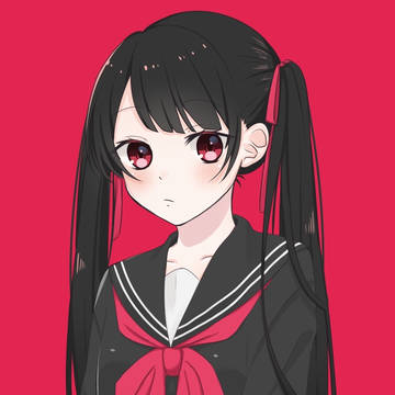 黒髪赤目ツインテ
