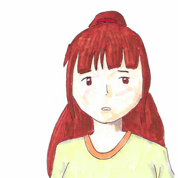 黄色いＴシャツの少女