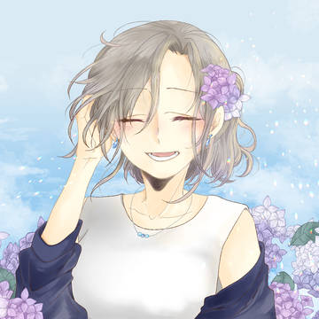 紫陽花と女の子