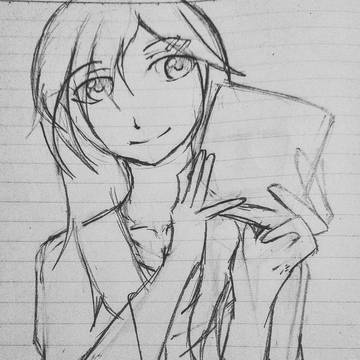 何かを掲げている少女
