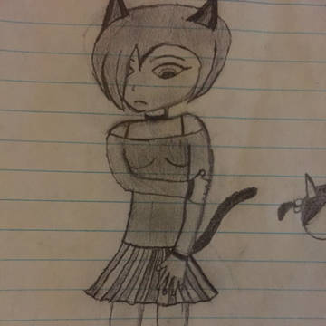 Pencil drawn neko
