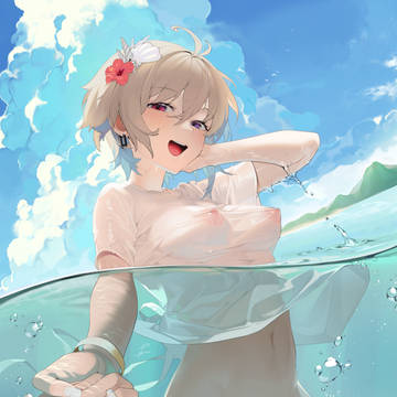 濡れ透けTシャツガール