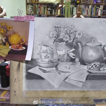 素描静物练习过程