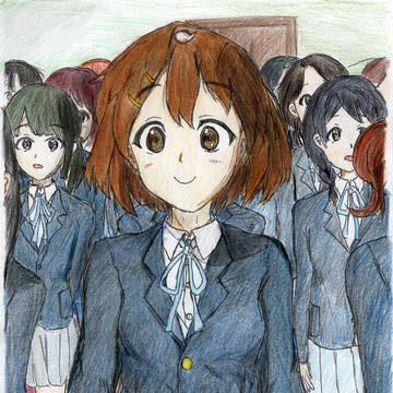 けいおん!!　＃1　高３！　唯の合唱シーンより　模写