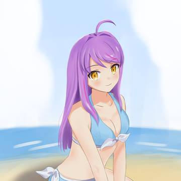 海辺で