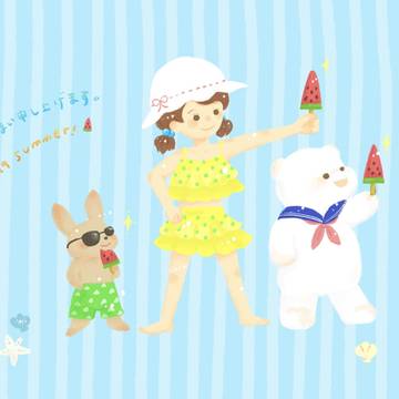 アイスを持ってかっこつける3人