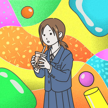 Schoolgirl and Boba Tea