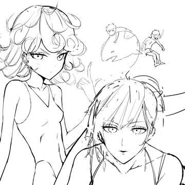 tatsumaki&fubuki_bikinicomb下書き