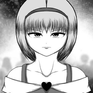 マンガの扉絵っぽい感じの絵ぇ。