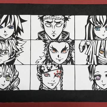【切り絵】柱集結