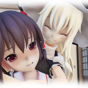 金髪の子とイチャつく巫女