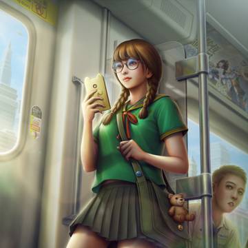 電車上的女中生