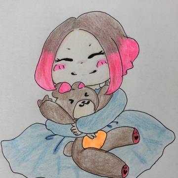 ぬいぐるみを抱っこする女の子