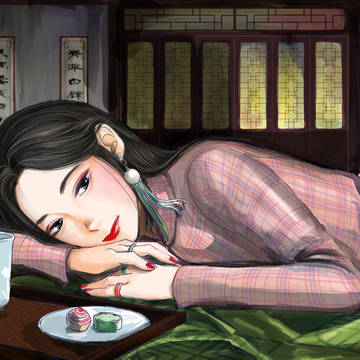 チャイナドレスの女性
