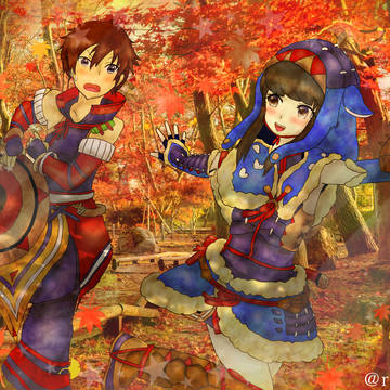 アシラちゃん×ユクモくん　紅葉デート