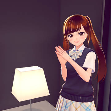 桌燈旁的少女
