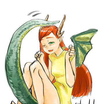 セルフなでなで被験体ドラゴン娘