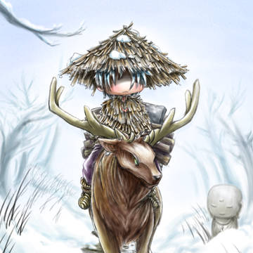 雪と少年と大鹿