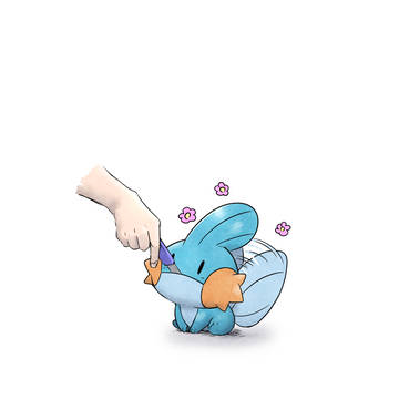 食べるのが好きすぎて無表情になるミズゴロウ