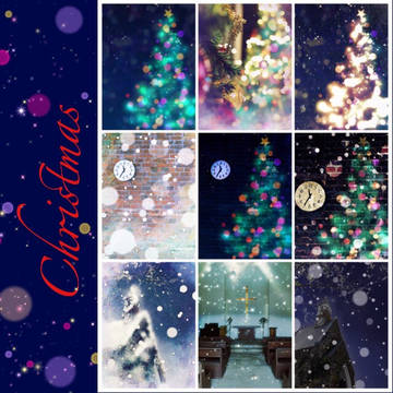 フリー素材 クリスマス 教会 雪 時計など