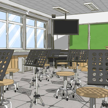 無料 SketchUp  学校音楽室