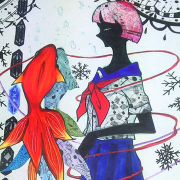 金魚とセーラー服