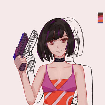 拿着手枪的女孩