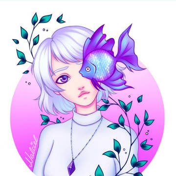少女と魚