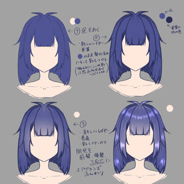 わいの髪の塗り方