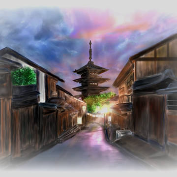 京都の夕暮れ
