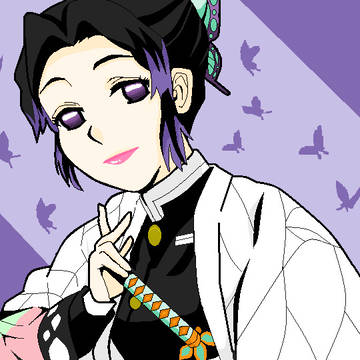 MS_Paintで胡蝶しのぶさんを描きました。