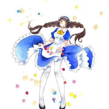 花撒くメイドさん