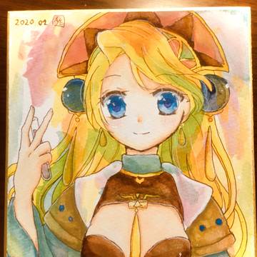 色紙絵【透明水彩】